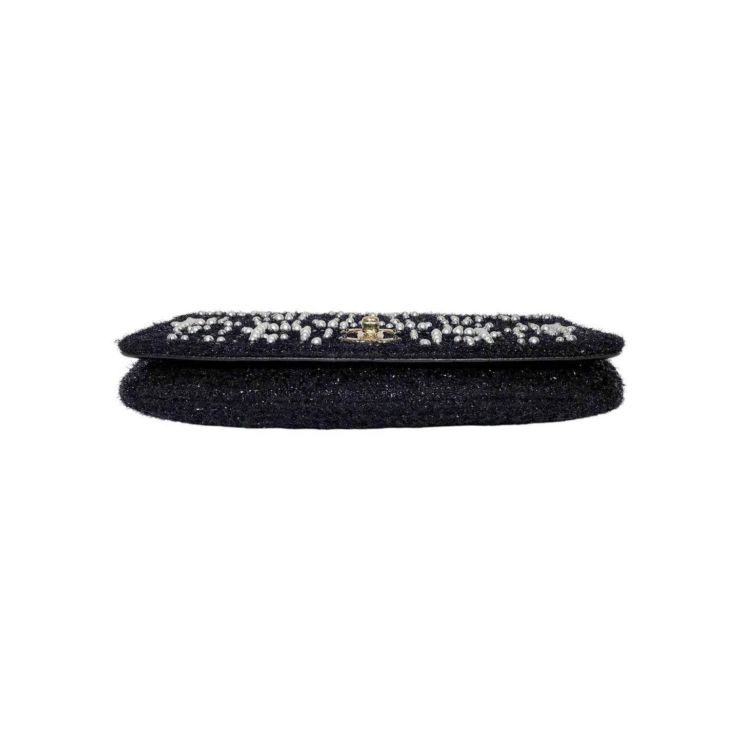 Chanel Black Paris Cosmopolite Pearl Fantasy Tweed Flap Clutch
