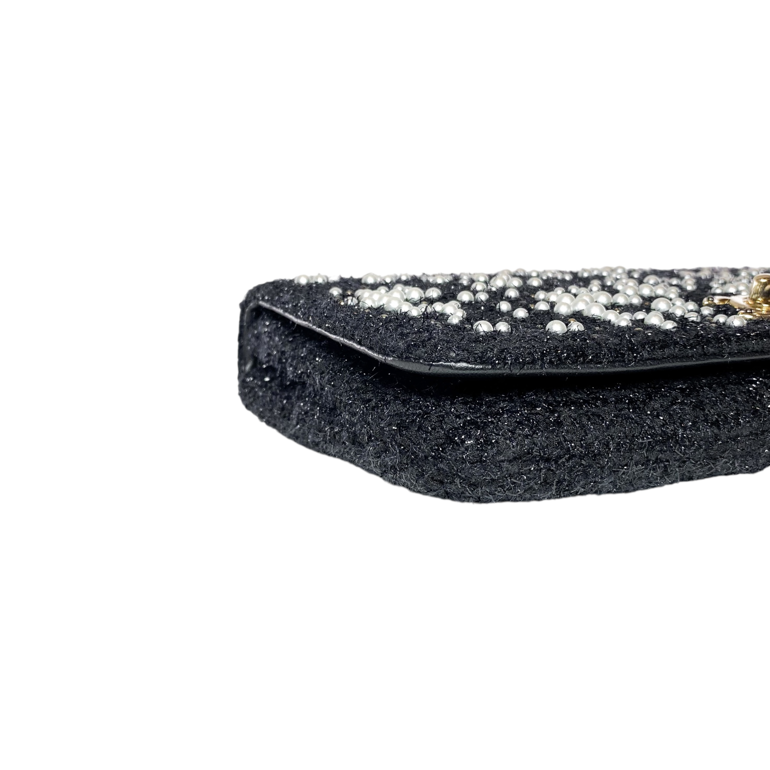 Chanel Black Paris Cosmopolite Pearl Fantasy Tweed Flap Clutch