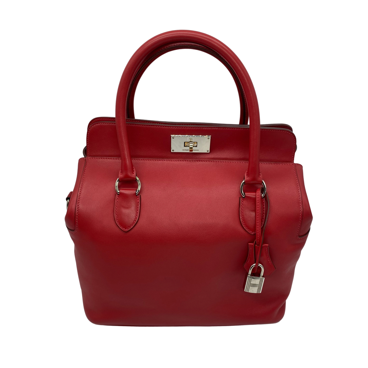 Hermes Rouge Casaque Swift Leather Toolbox 26cm Palladium Hardware