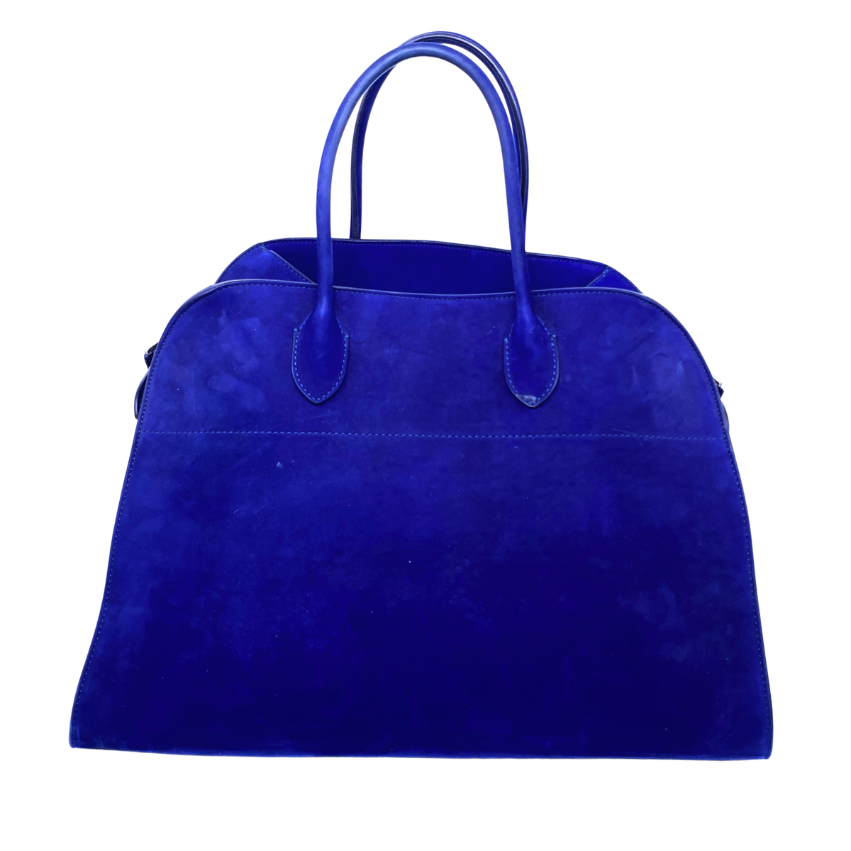 The Row Soft Margaux 15 Cobalt Suede Satchel