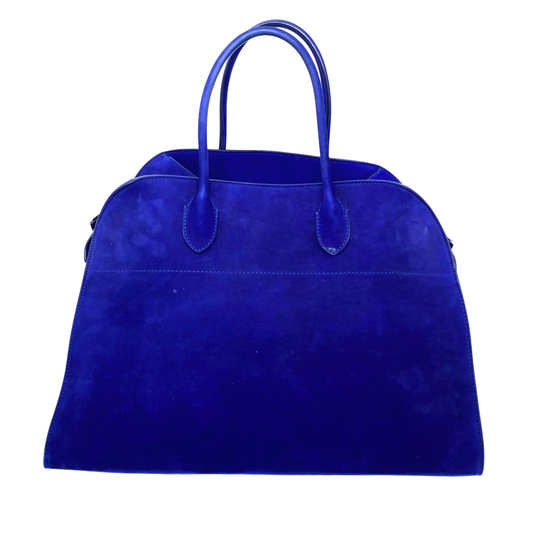 The Row Soft Margaux 15 Cobalt Suede Satchel