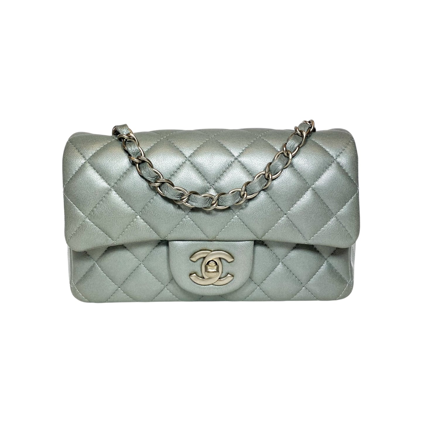 Chanel Metallic Silver Mini Rectangle