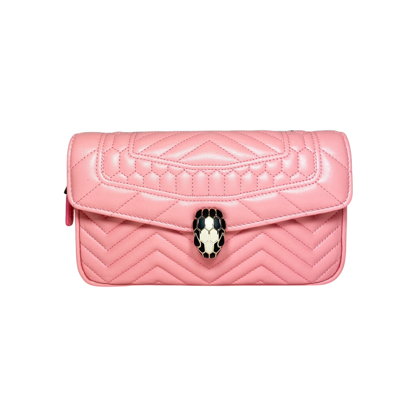 Bvlgari Pink Serpenti Forever Chevron Belt Bag