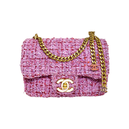 Chanel Pink Tweed Pending CC Mini Square Flap Bag