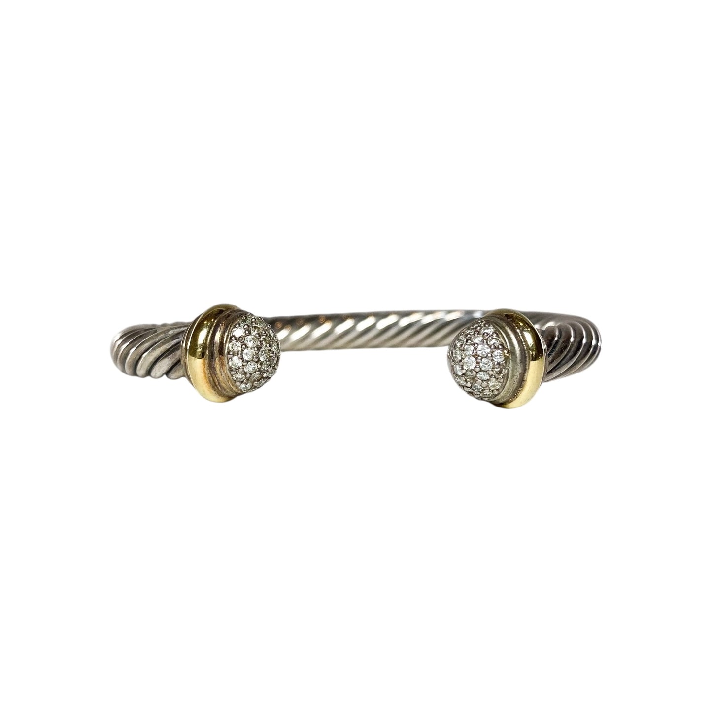 David Yurman Gold Diamond 925 Sterling Silver Cable Cuff