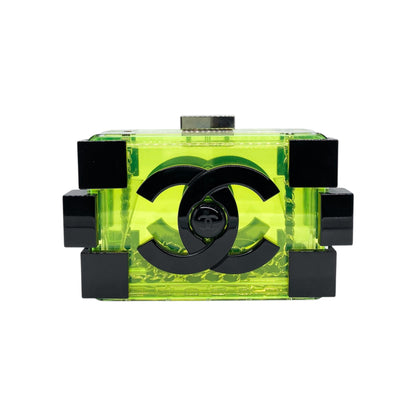 Chanel Green Black Plexiglass Boy Lego Clutch Bag