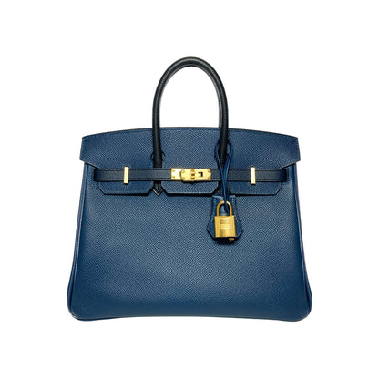 Hermes Birkin 25 Bleu de Prusse Bleu Indigo Noir Epsom Gold Hardware