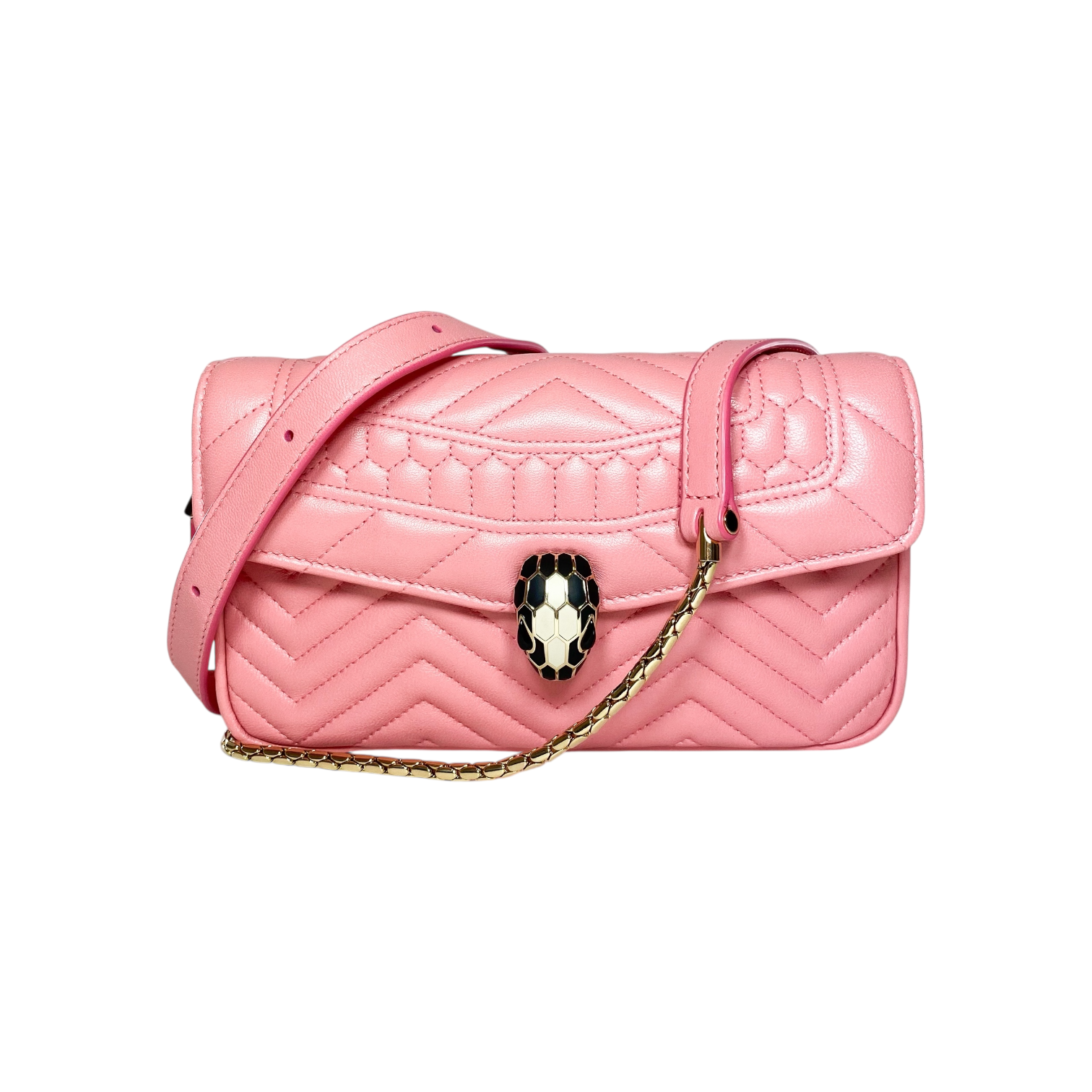 Bvlgari Pink Serpenti Forever Chevron Belt Bag – Consign of the