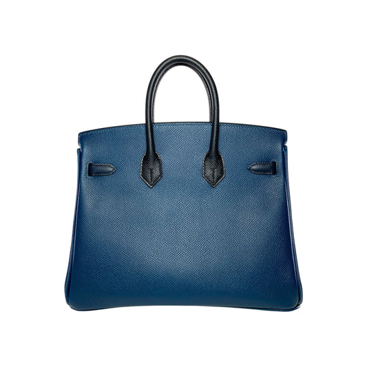 Hermes Birkin 25 Bleu de Prusse Bleu Indigo Noir Epsom Gold Hardware