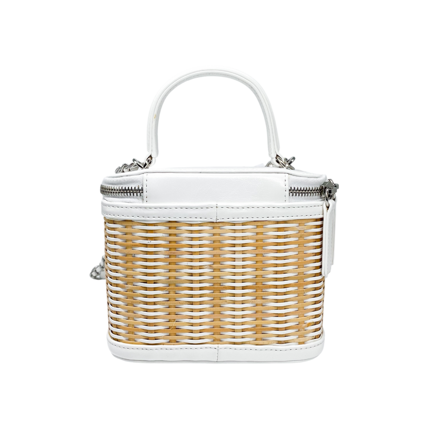 Chanel White Beige Raffia Vanity