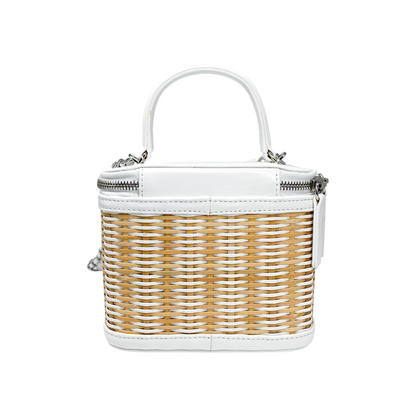 Chanel White Beige Raffia Vanity