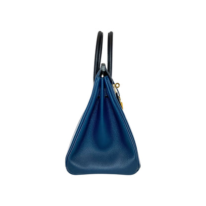 Hermes Birkin 25 Bleu de Prusse Bleu Indigo Noir Epsom Gold Hardware
