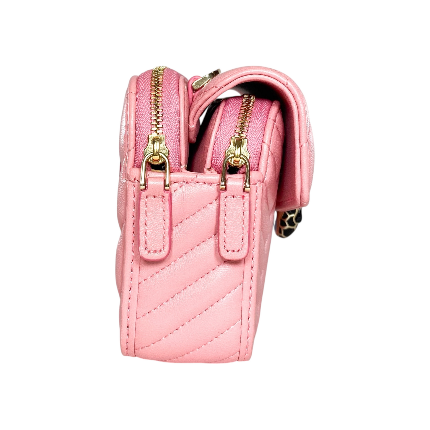 Bvlgari Pink Serpenti Forever Chevron Belt Bag