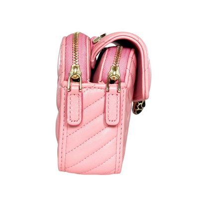 Bvlgari Pink Serpenti Forever Chevron Belt Bag