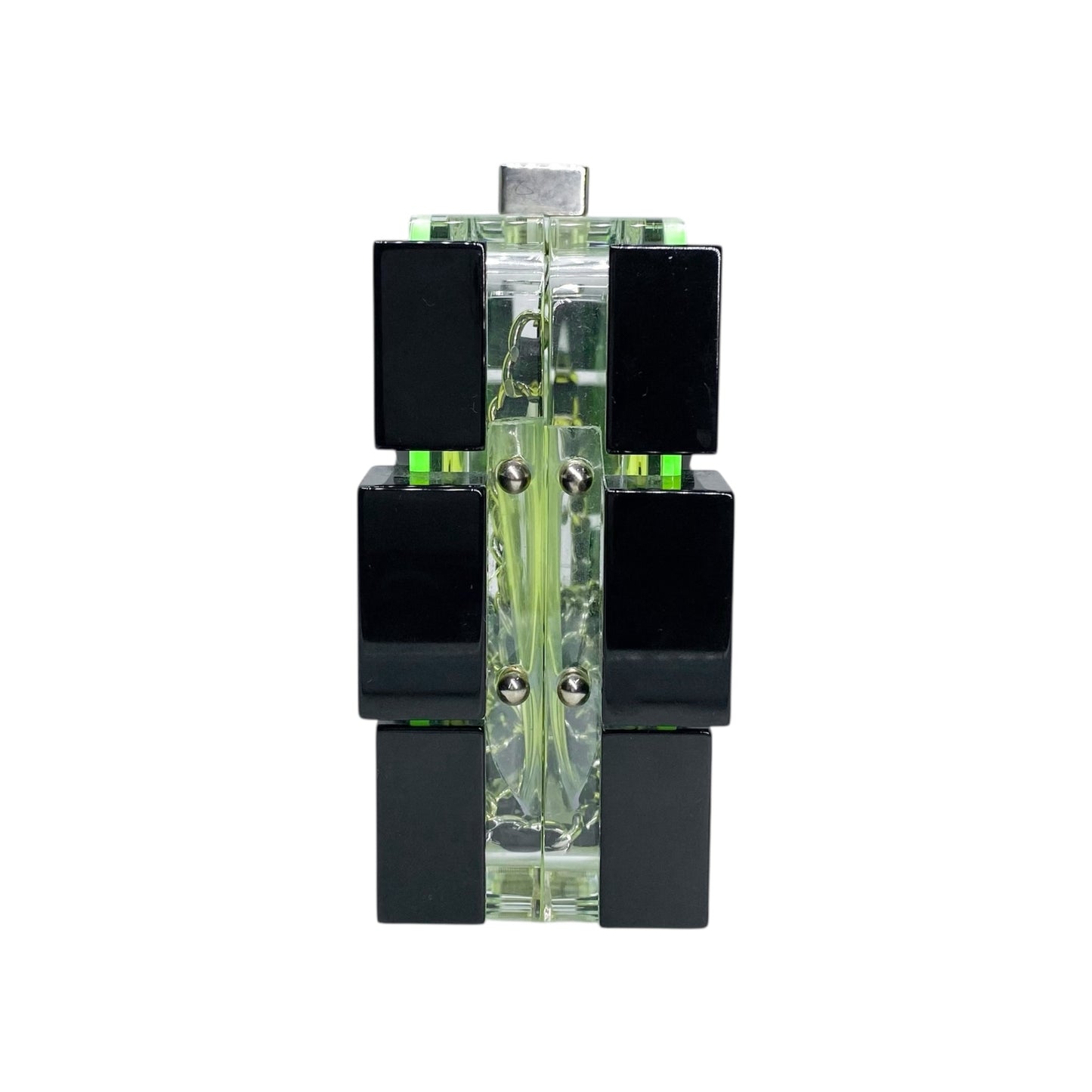 Chanel Green Black Plexiglass Boy Lego Clutch Bag