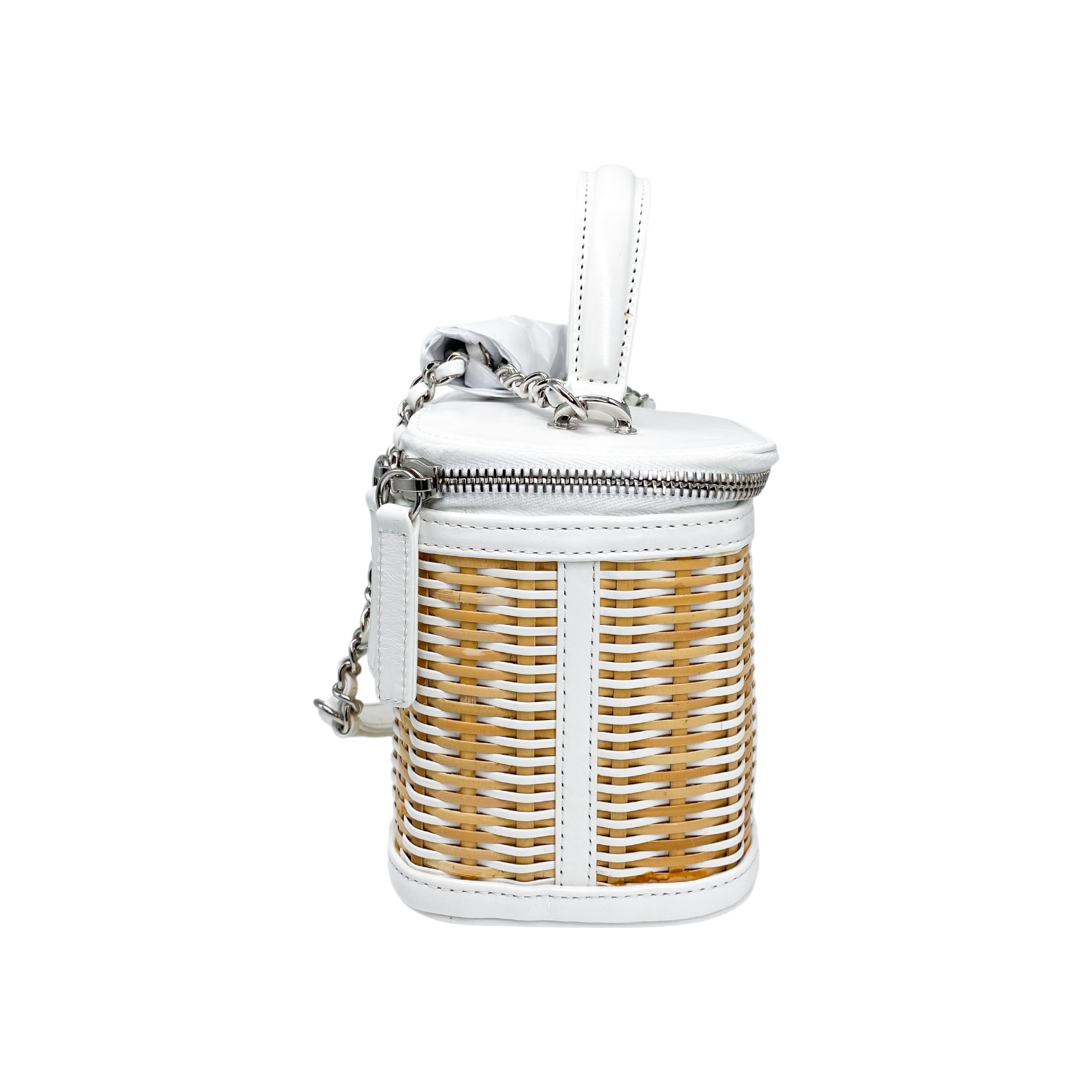 Chanel White Beige Raffia Vanity