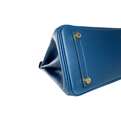 Hermes Birkin 25 Bleu de Prusse Bleu Indigo Noir Epsom Gold Hardware