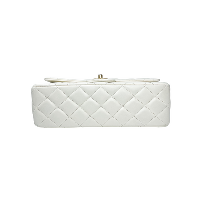 Chanel White Small Top Handle Flap Bag