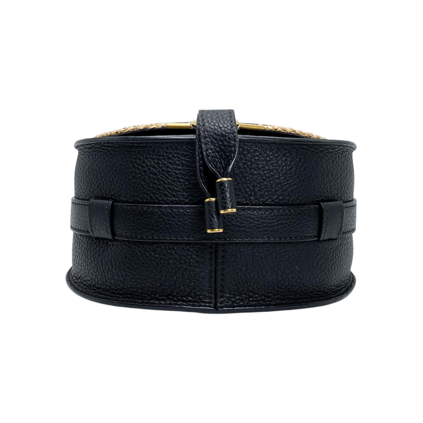 Chloe Hot Sand Black Raffia Marci Flap Saddle Bag