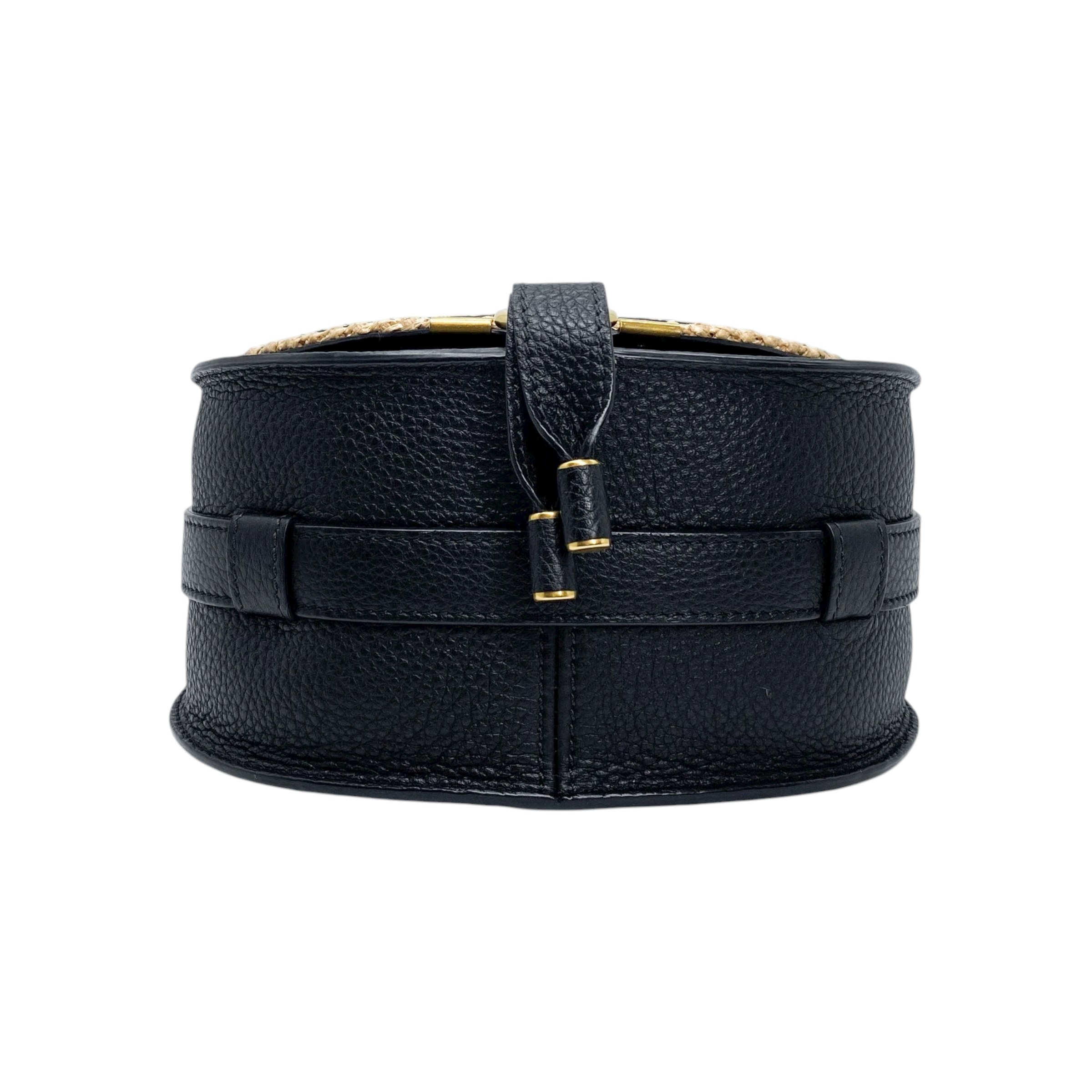 Chloe Hot Sand Black Raffia Marci Flap Saddle Bag
