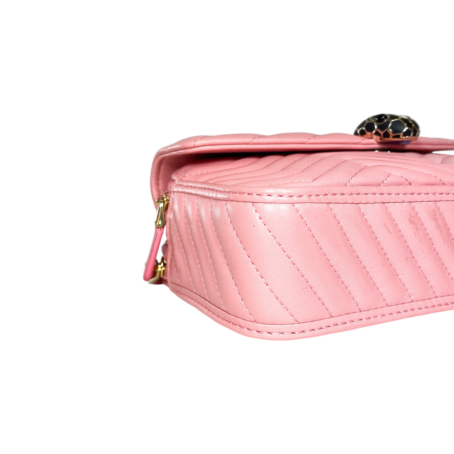Bvlgari Pink Serpenti Forever Chevron Belt Bag