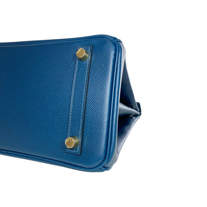 Hermes Birkin 25 Bleu de Prusse Bleu Indigo Noir Epsom Gold Hardware