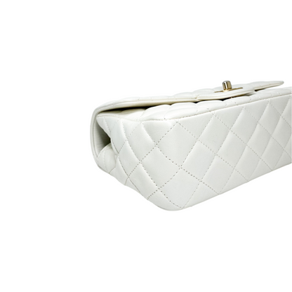 Chanel White Small Top Handle Flap Bag