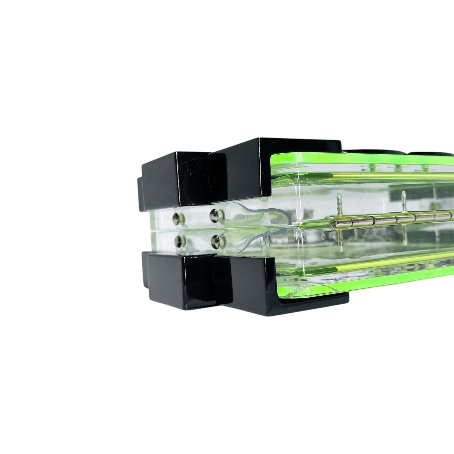 Chanel Green Black Plexiglass Boy Lego Clutch Bag