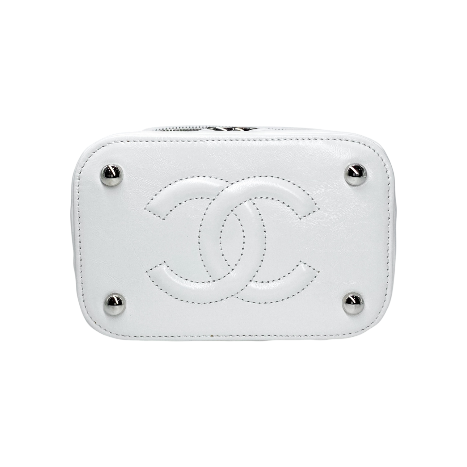 Chanel White Beige Raffia Vanity