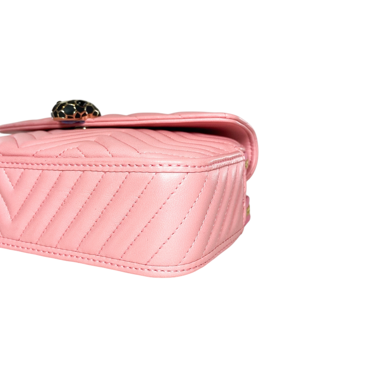 Bvlgari Pink Serpenti Forever Chevron Belt Bag