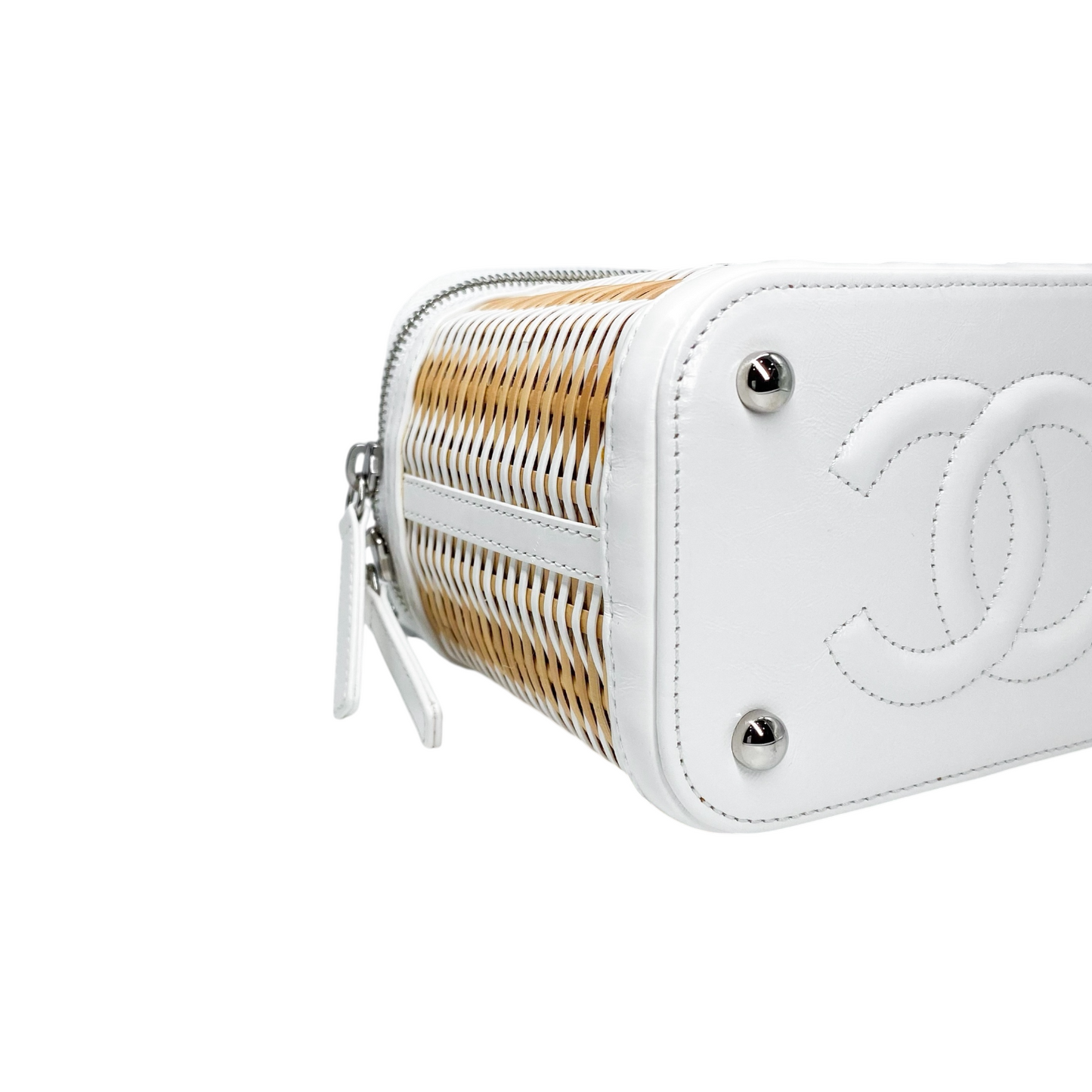 Chanel White Beige Raffia Vanity