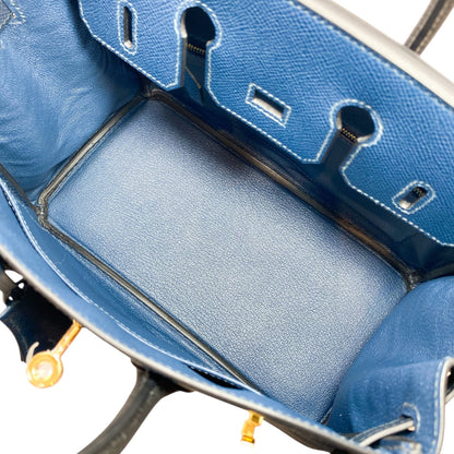 Hermes Birkin 25 Bleu de Prusse Bleu Indigo Noir Epsom Gold Hardware