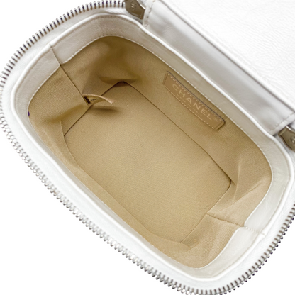 Chanel White Beige Raffia Vanity