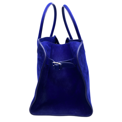 The Row Soft Margaux 15 Cobalt Suede Satchel