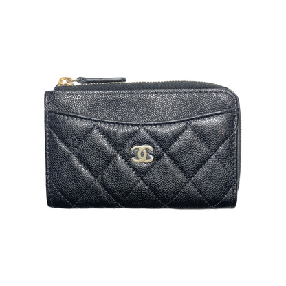 Chanel Black CC Zip Card Holder