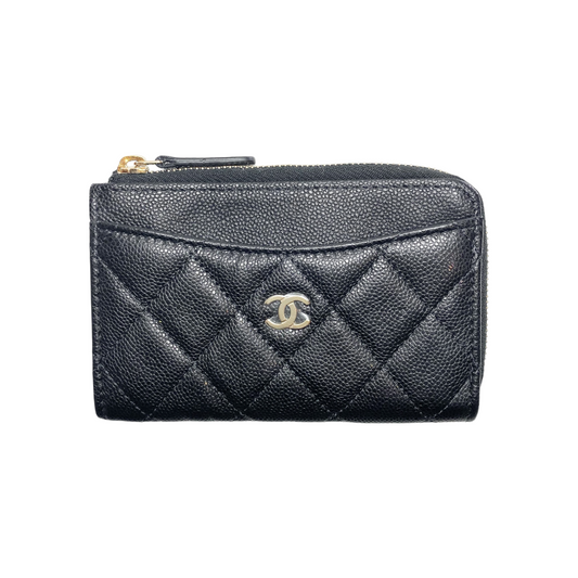 Chanel Black CC Zip Card Holder