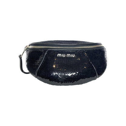 Miu Miu Black Sequin Waist Bag