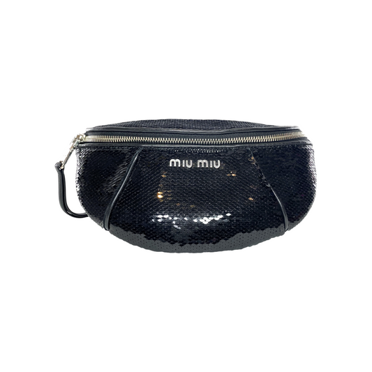 Miu Miu Black Sequin Waist Bag
