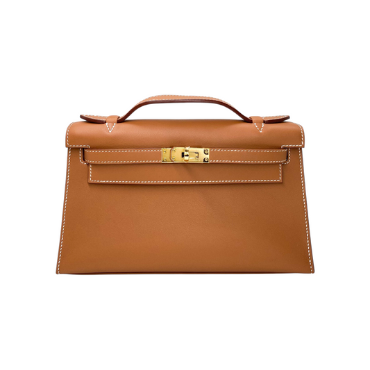 Hermes Kelly Pochette Gold Swift Gold Hardware