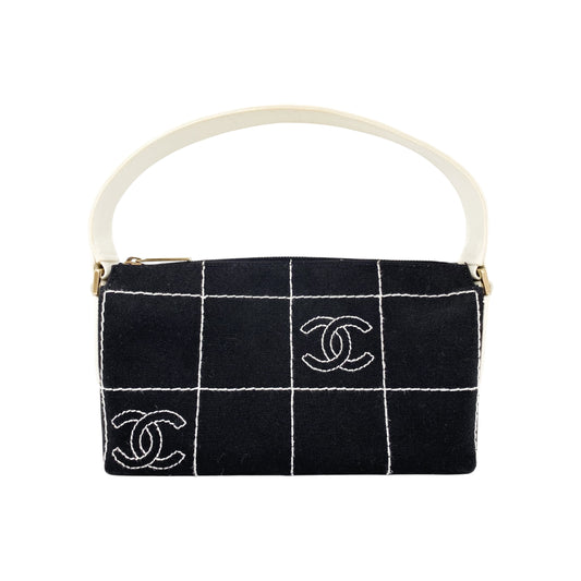 Chanel Black White Vintage Chocolate Bar Bag