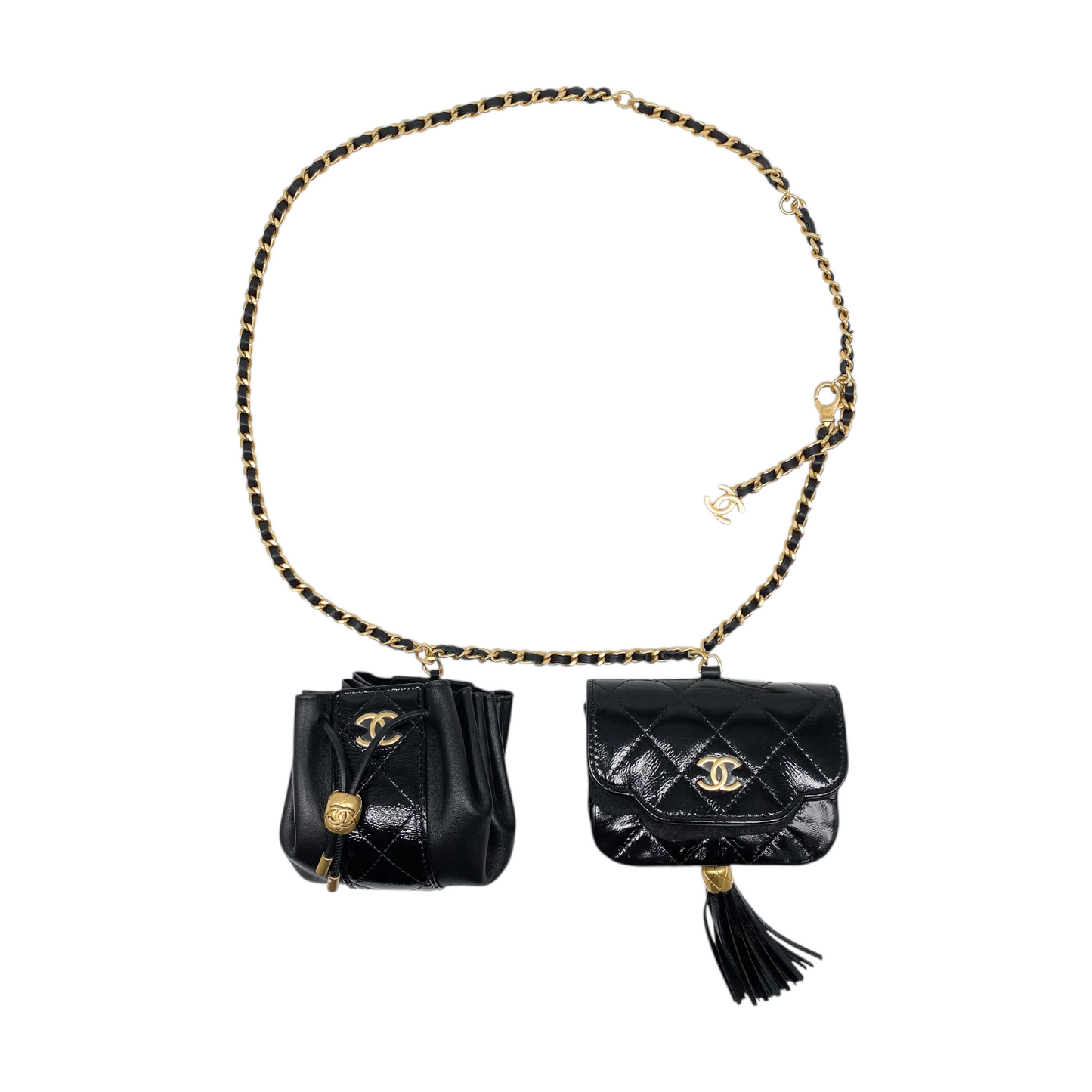 Chanel Black Double Pouch Waist Belt