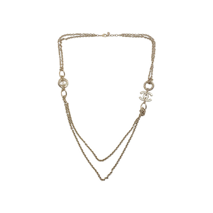 Chanel Light Gold Double Chain Long Necklace