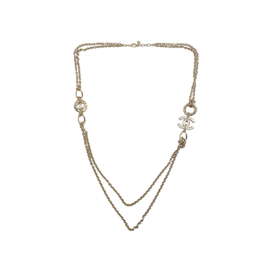 Chanel Light Gold Double Chain Long Necklace