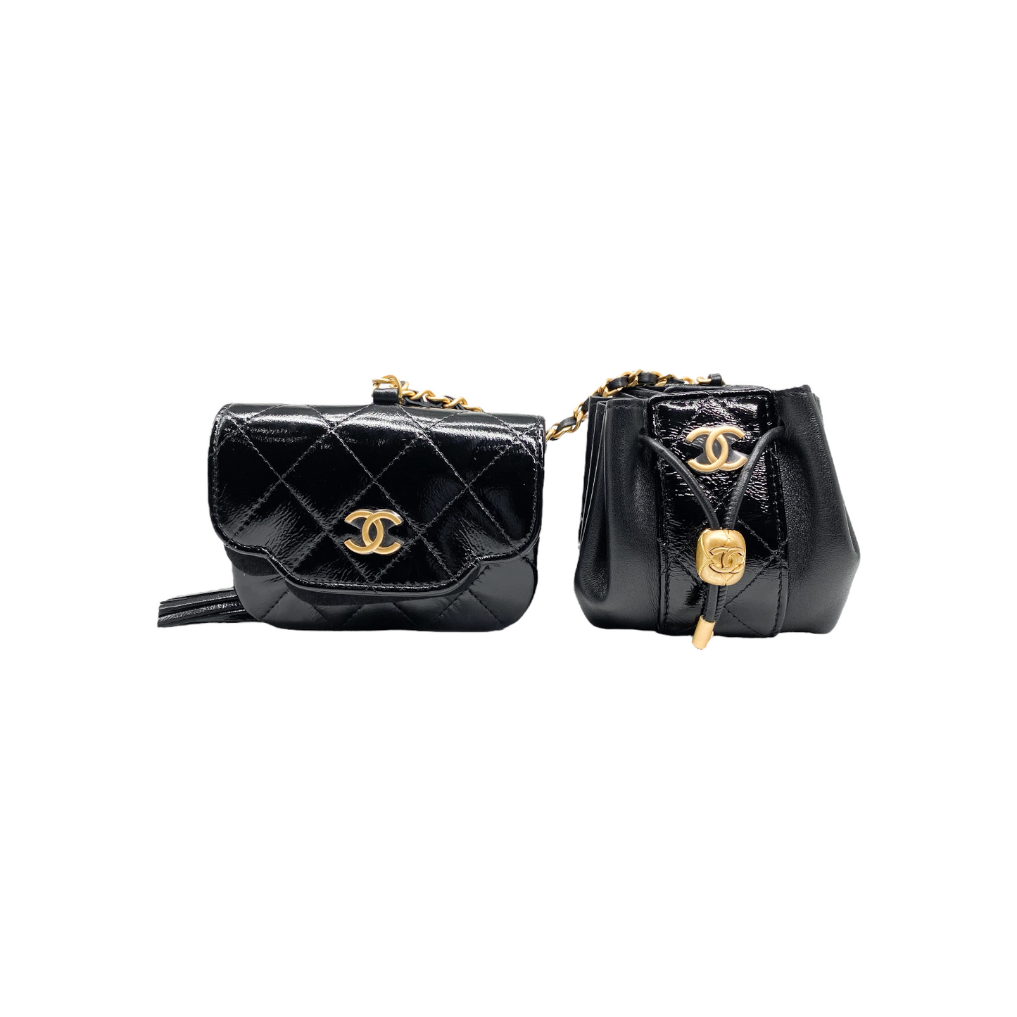 Chanel Black Double Pouch Waist Belt