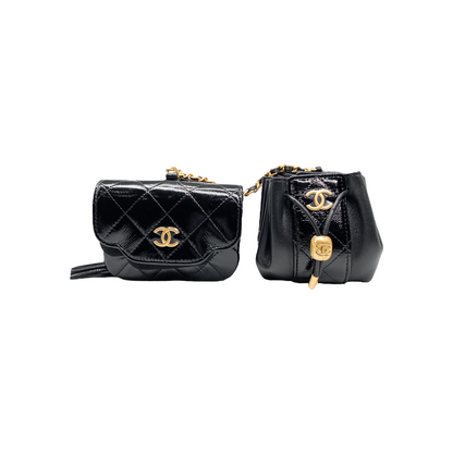 Chanel Black Double Pouch Waist Belt