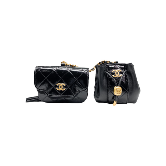 Chanel Black Double Pouch Waist Belt