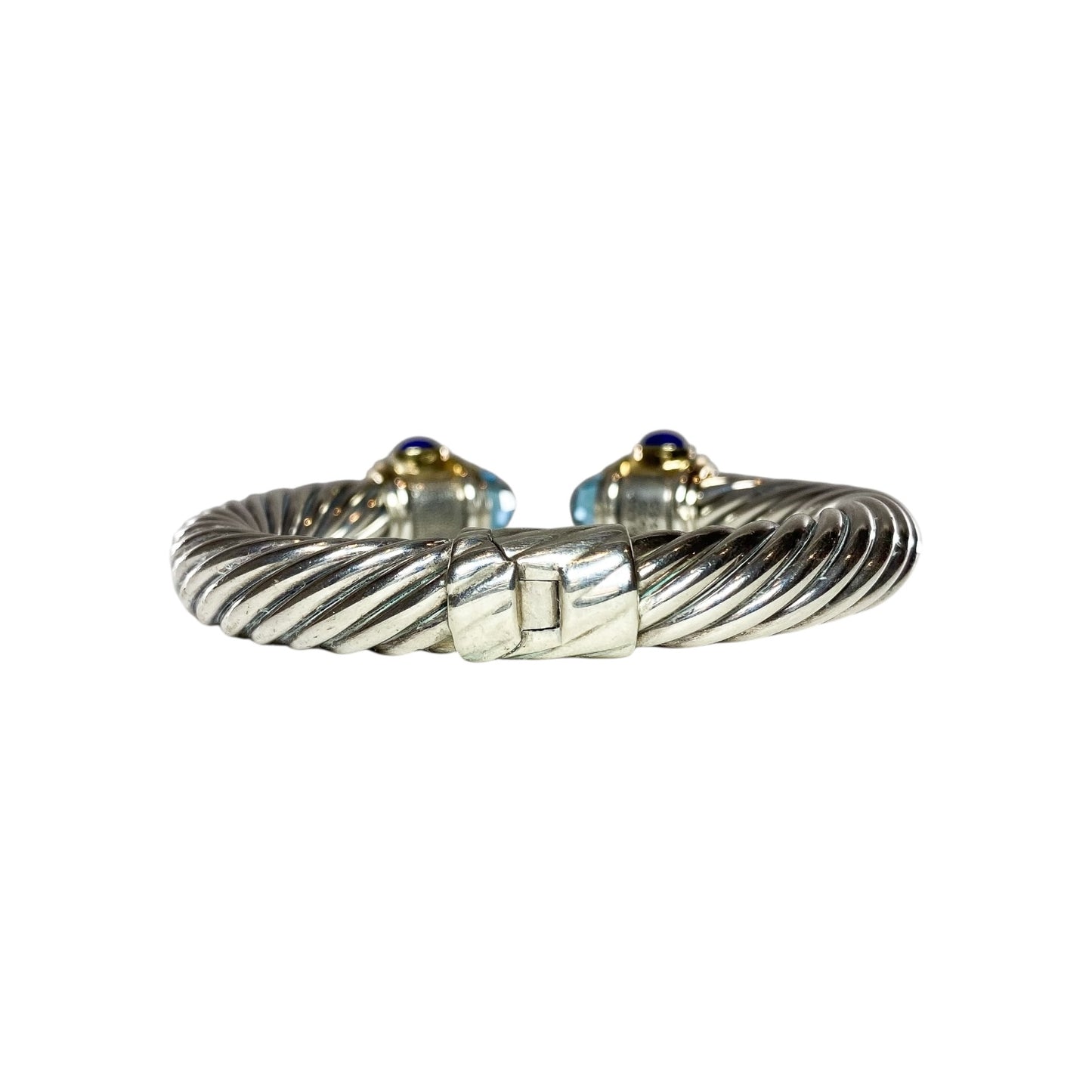 David Yurman Blue Topaz Gold 925 Sterling Silver Cable Cuff