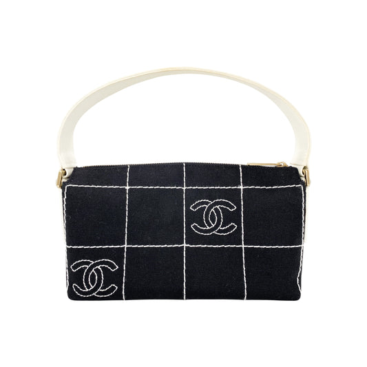 Chanel Black White Vintage Chocolate Bar Bag