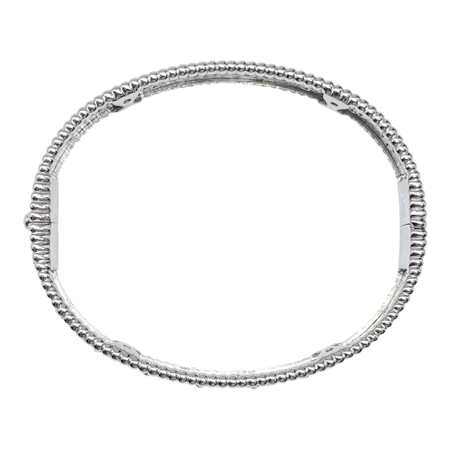 Van Cleef & Arpels 18k White Gold Diamond Perlee Clovers Bracelet