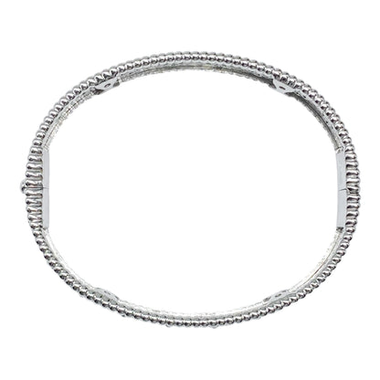 Van Cleef & Arpels 18k White Gold Diamond Perlee Clovers Bracelet